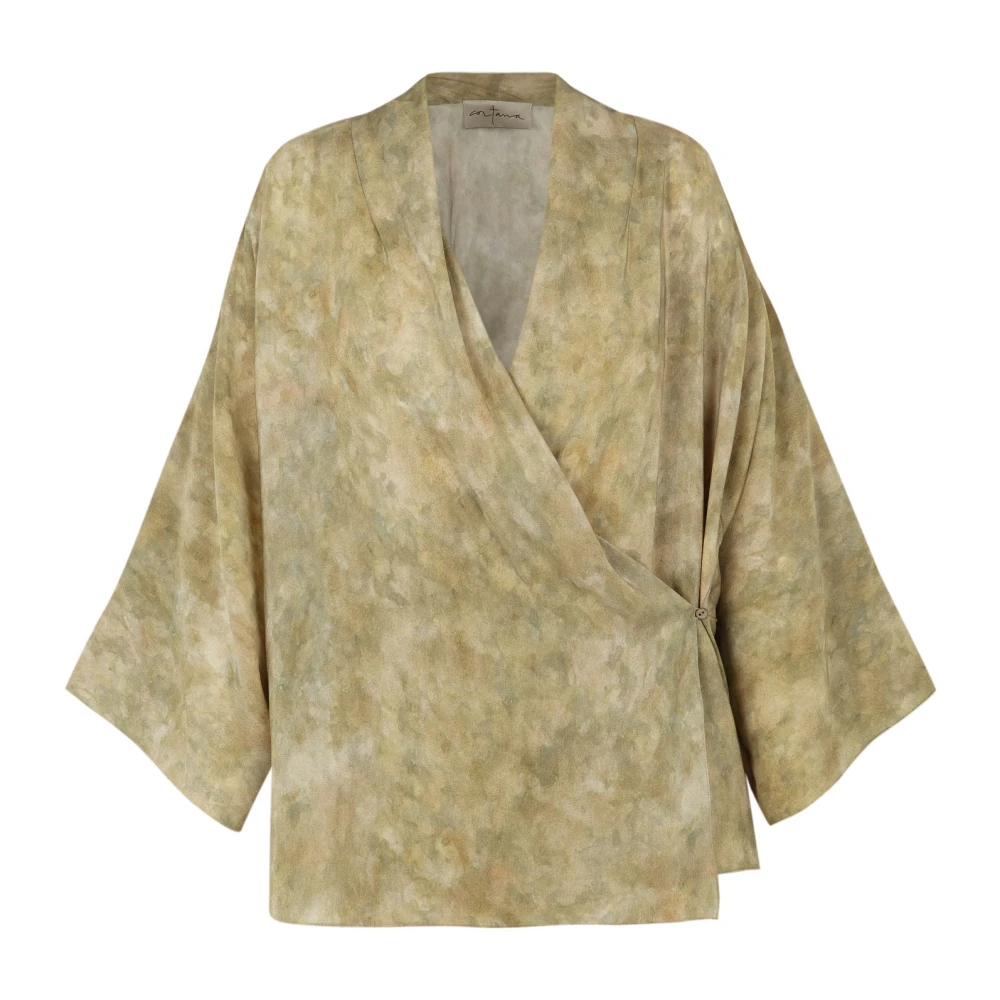Cortana Zijden Hoop Print Kruisblouse Green Dames