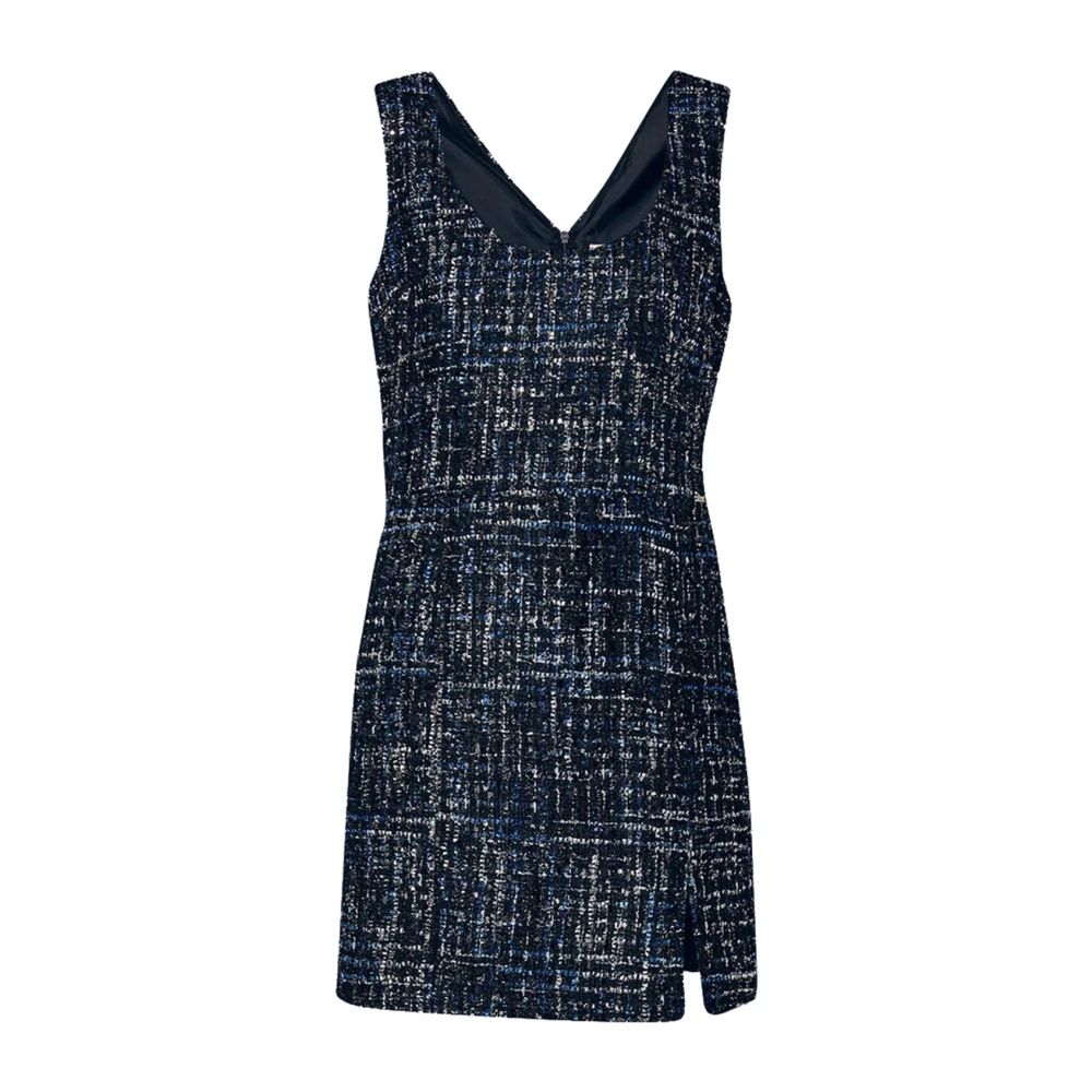Liu Jo Blauwe Bouclé Korte Jurk met Ronde Hals Blue Dames