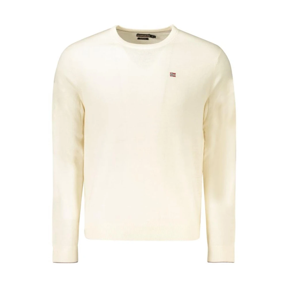 Napapijri Men's White Round-Neck Knitwear, 2XL, Wool Jumper For