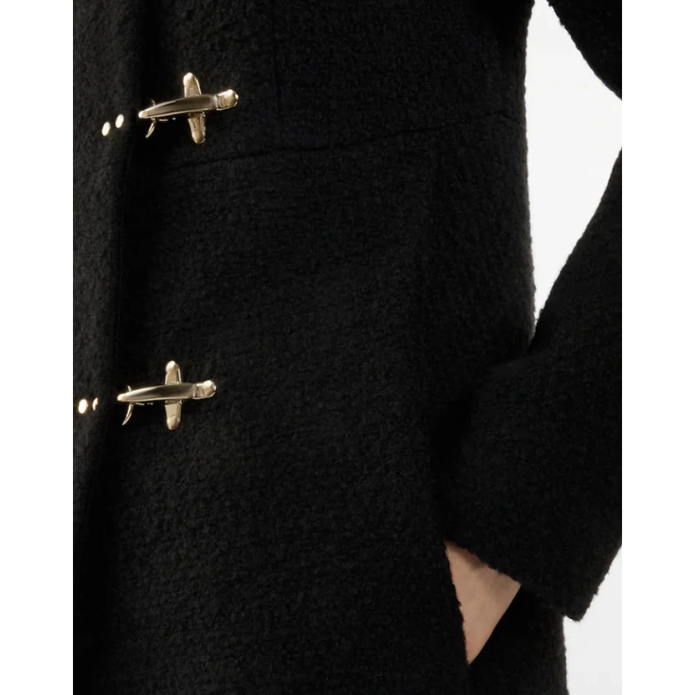 Fay Romantische Zwarte Wollen Jas Black Dames