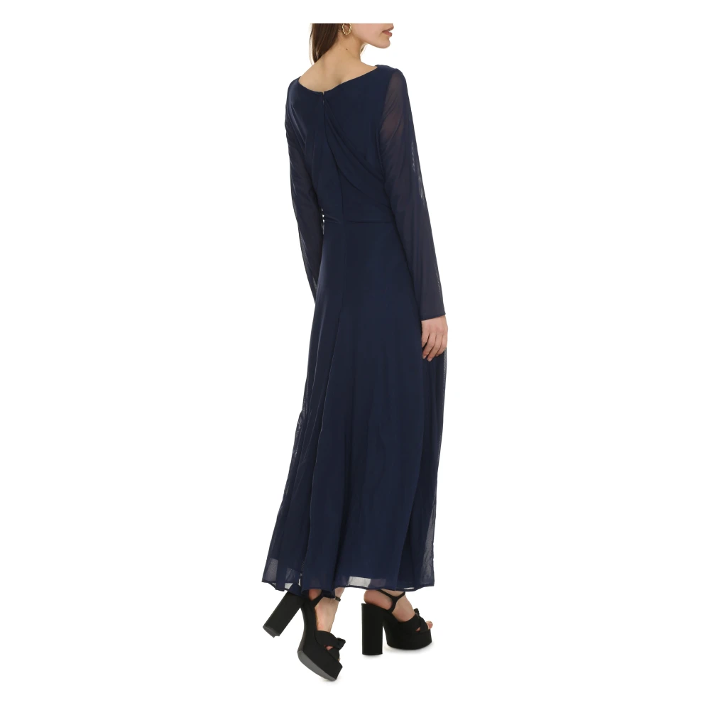 Talbot Runhof Elegant Draped Long Dress Blue Dames