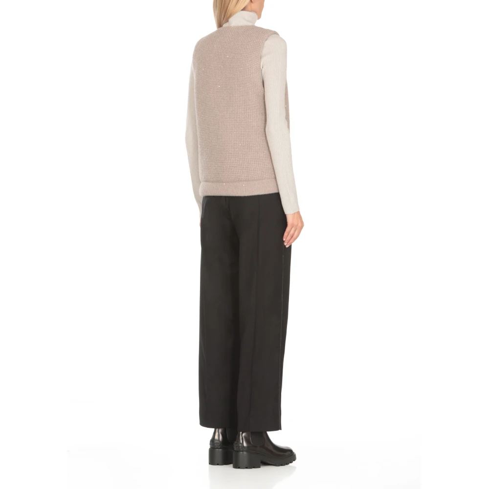 Fabiana Filippi Grijze Wollen Gilet met Pailletten Gray Dames