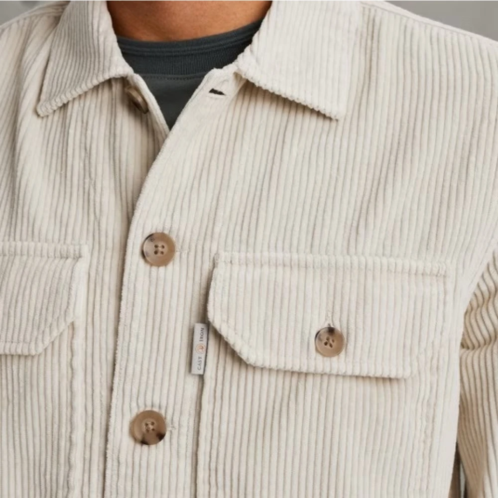 Cast Iron Ribcord Overshirt Solid Shirt Beige Heren
