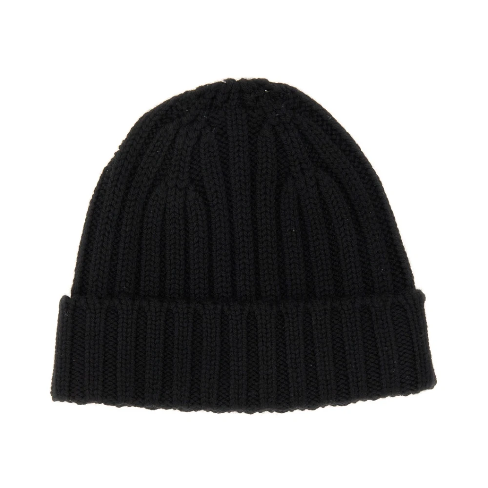 Aspesi Hoog Lapel Beanie Hat Black Dames