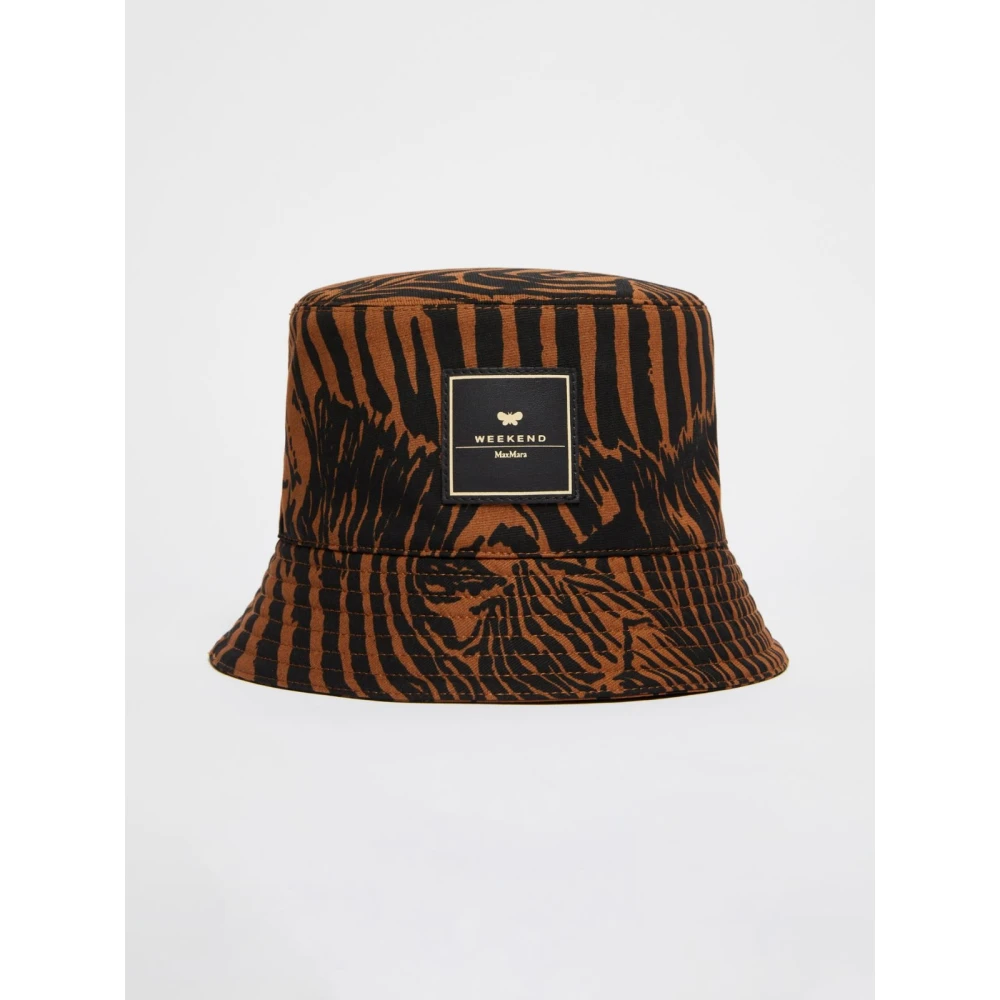 Max Mara Weekend Bucket Hat met Dierenprint Brown Dames