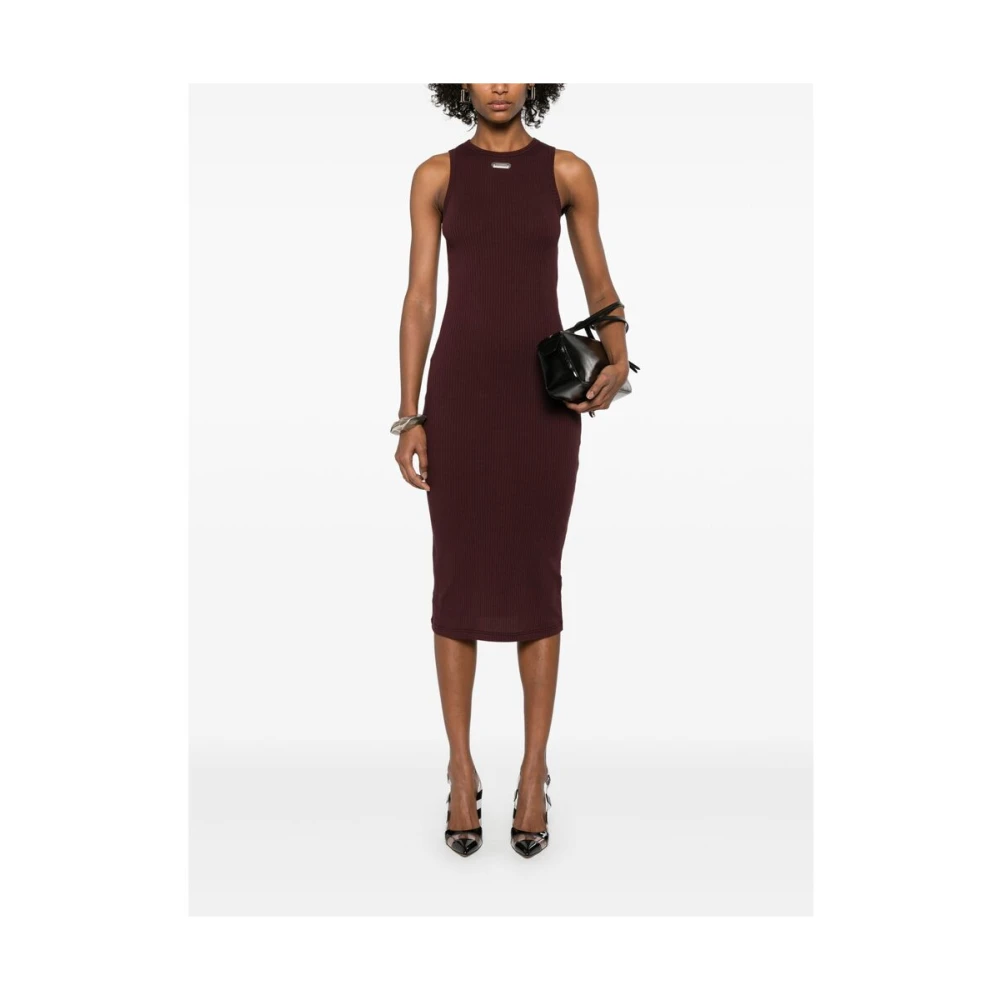 alexander mcqueen Bordeaux Mouwloze Logo Jurk Red Dames