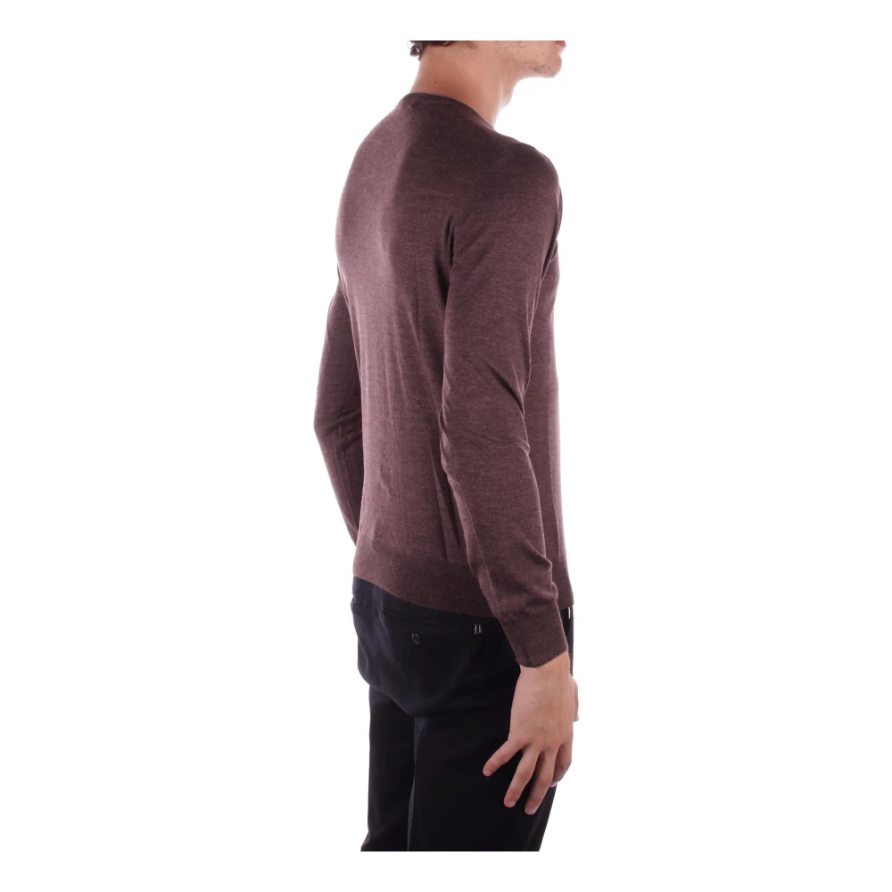 Tagliatore Bruine Zijde Wol Trui Brown Heren