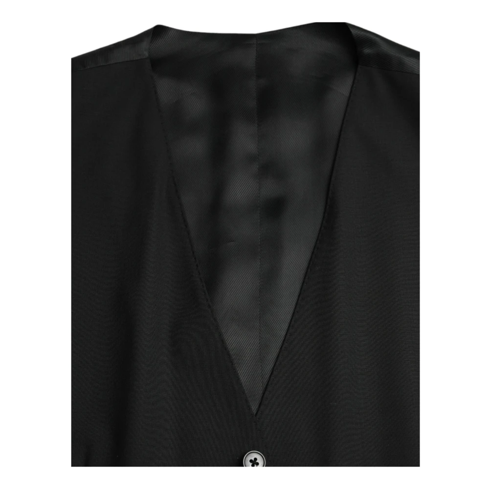 Dolce & Gabbana Zwarte Wol Formele Jurk Vest Black Heren