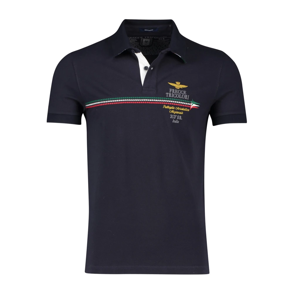 Aeronautica militare Donkerblauw poloshirt met korte mouw Blue Heren