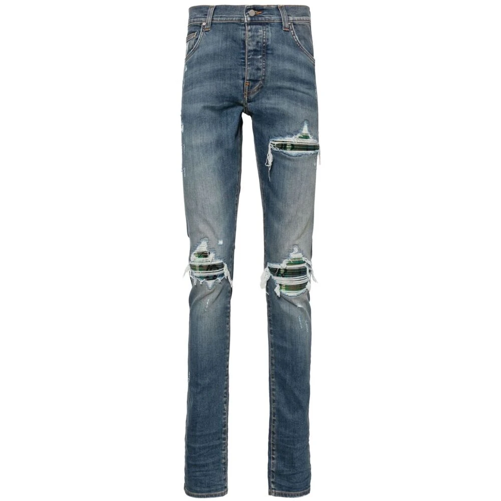 Amiri Versleten skinny jeans met geruite panelen Blue Heren