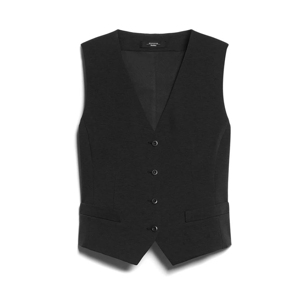 Max Mara Zwarte Jersey Katoenen Gilet Jas Black Dames