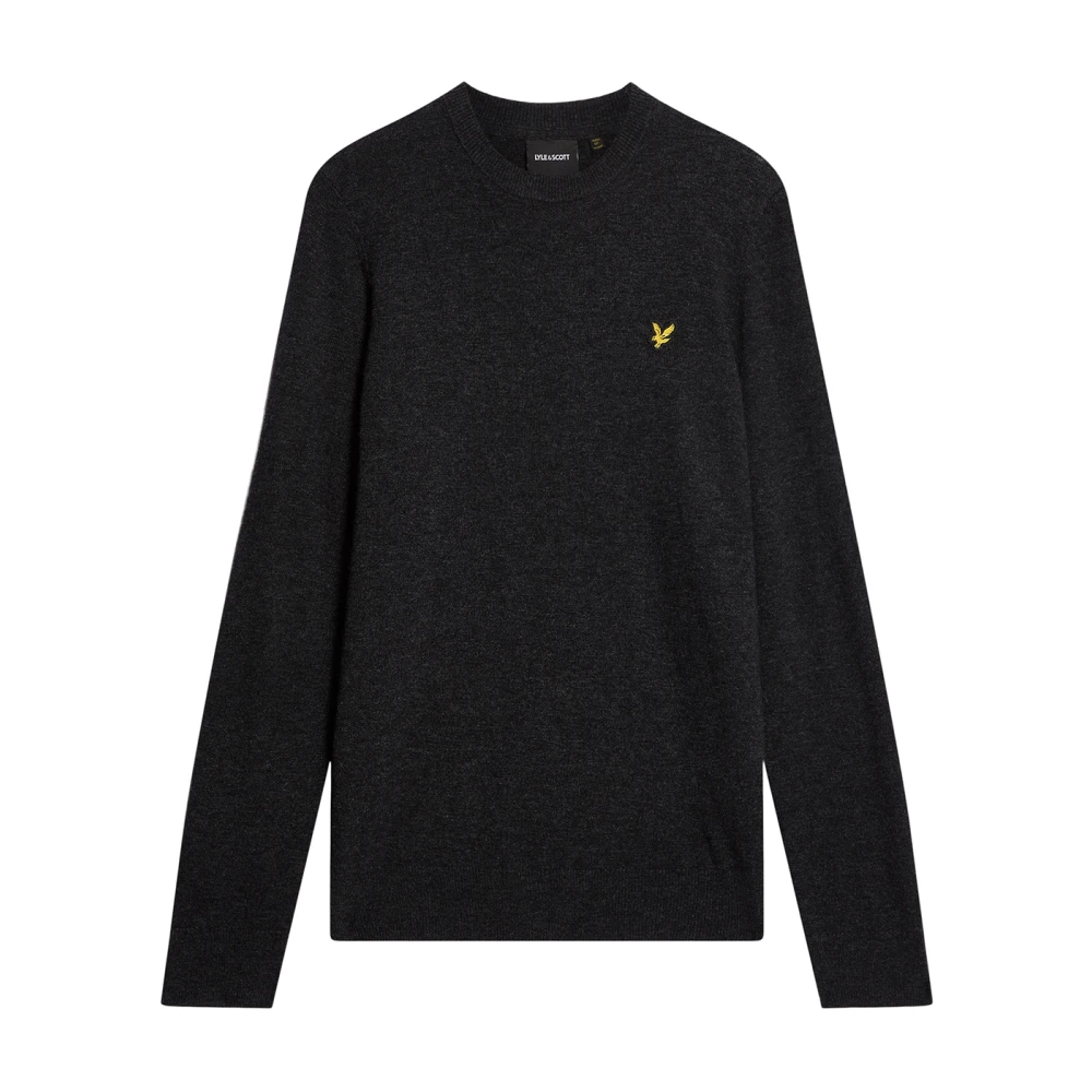 Lyle & Scott Men's Black Mid Knits Lambswool Blend Crew Neck Jumper - Round-Neck Knitwear - S - Knitwear