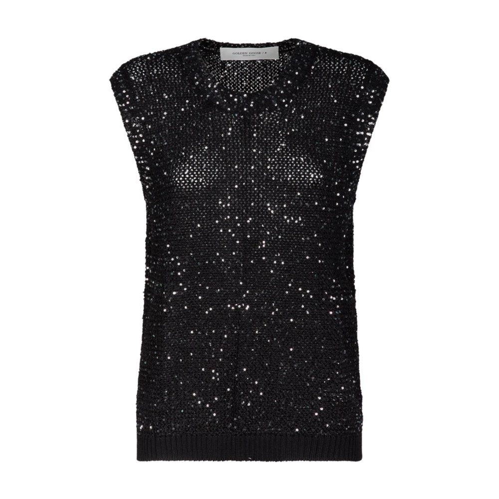 Golden Goose Zwart Mesh Pailletten Ster Choker Top Black Dames