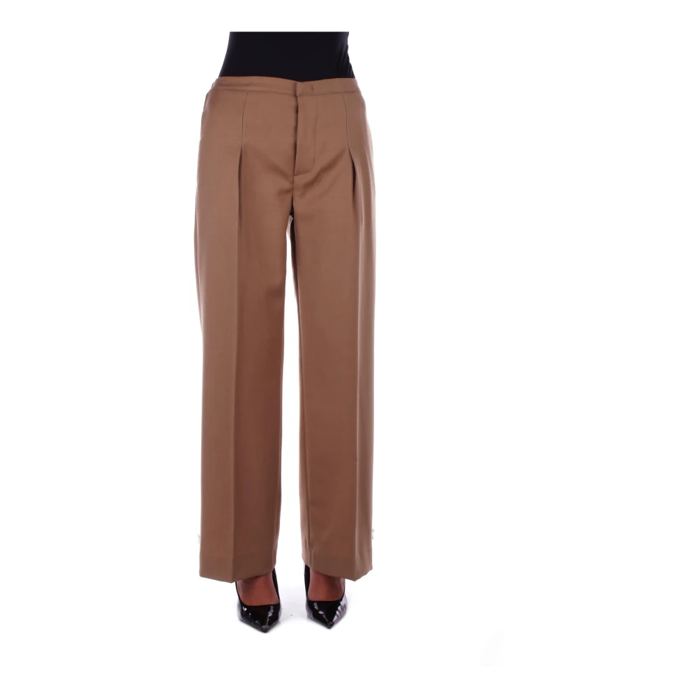 Dondup Bruine wollen broek met logo Brown Dames