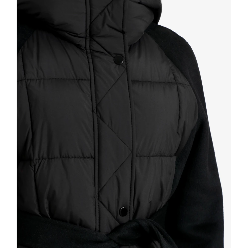Pennyblack Gestikte Zwarte Parka met Capuchon Black Dames