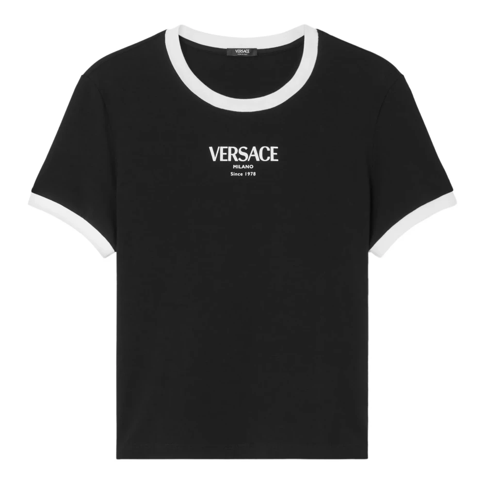 Versace T-Shirts, Female, S, Logo-Motif T-Shirt Black