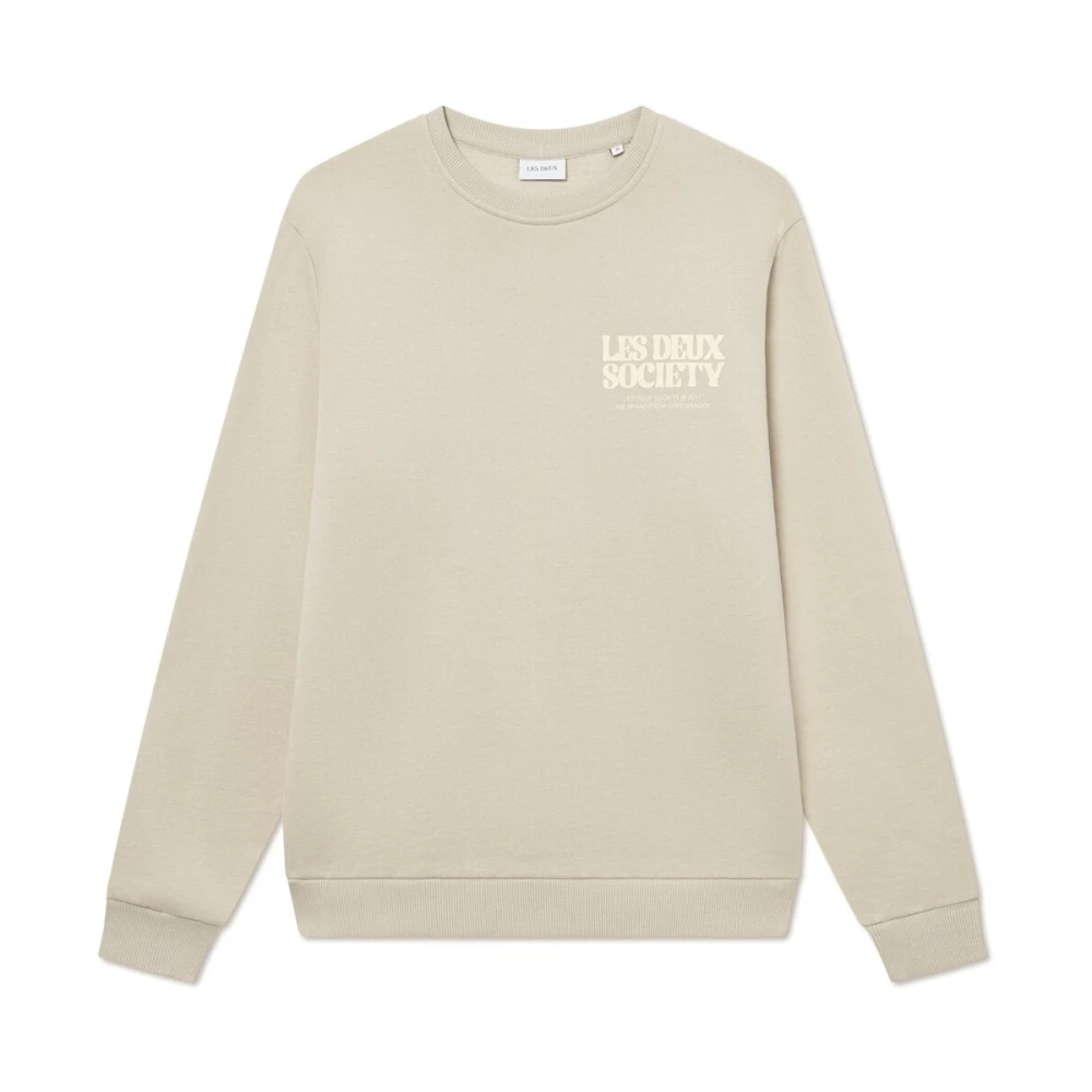 Les Deux Society Cotton Sweatshirt Beige Heren
