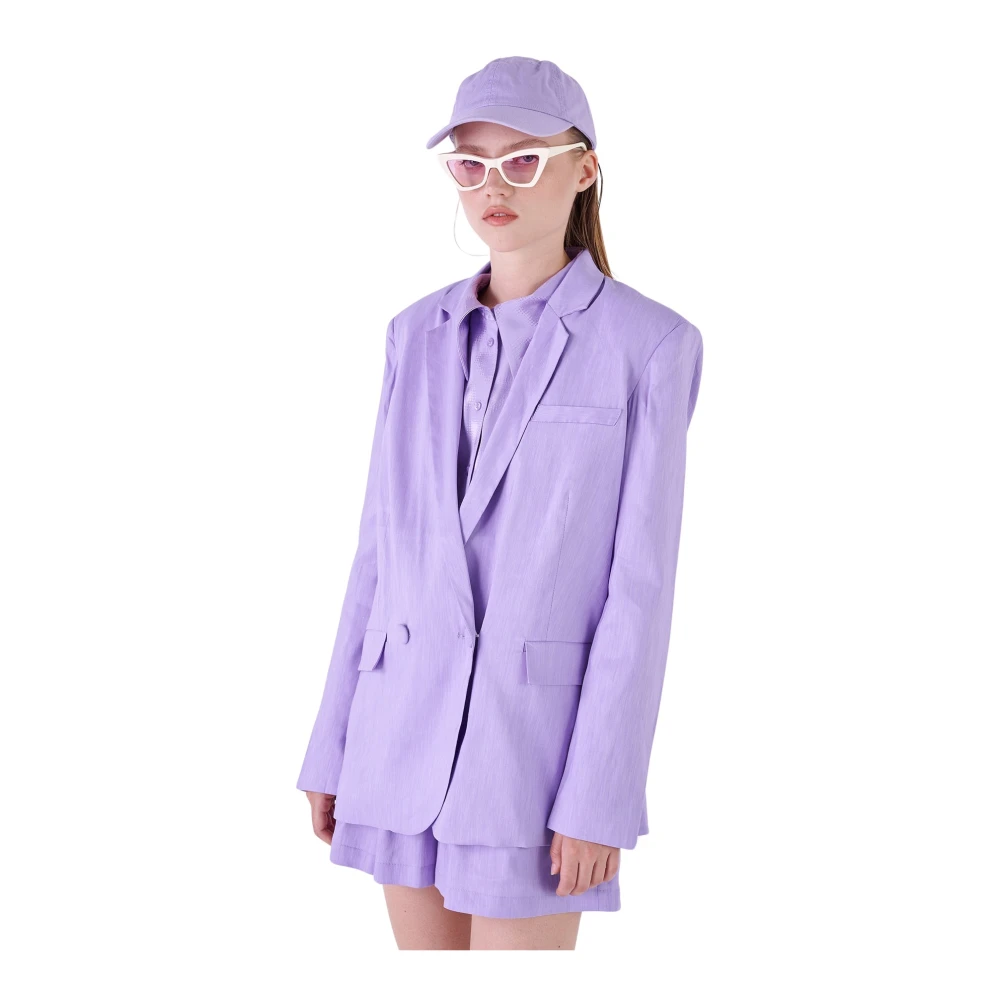 Silvian Heach Dubbelrijige blazer met ton sur ton knopen Purple Dames