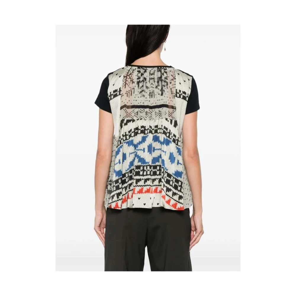 Sacai Blauw Abstract Patroon T-shirt Blue Dames