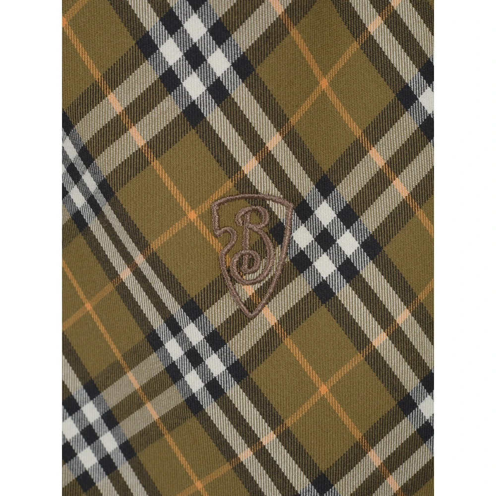 Burberry Geruite overhemd met B-wapenschild Green Dames