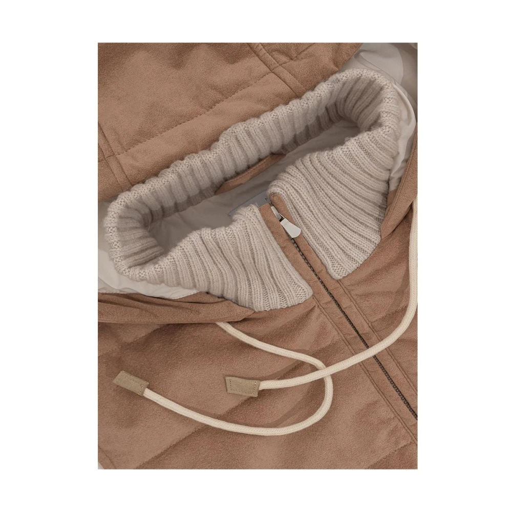 Gran Sasso Bruine Wollen Mouwloze Hoodie Jas Brown Heren