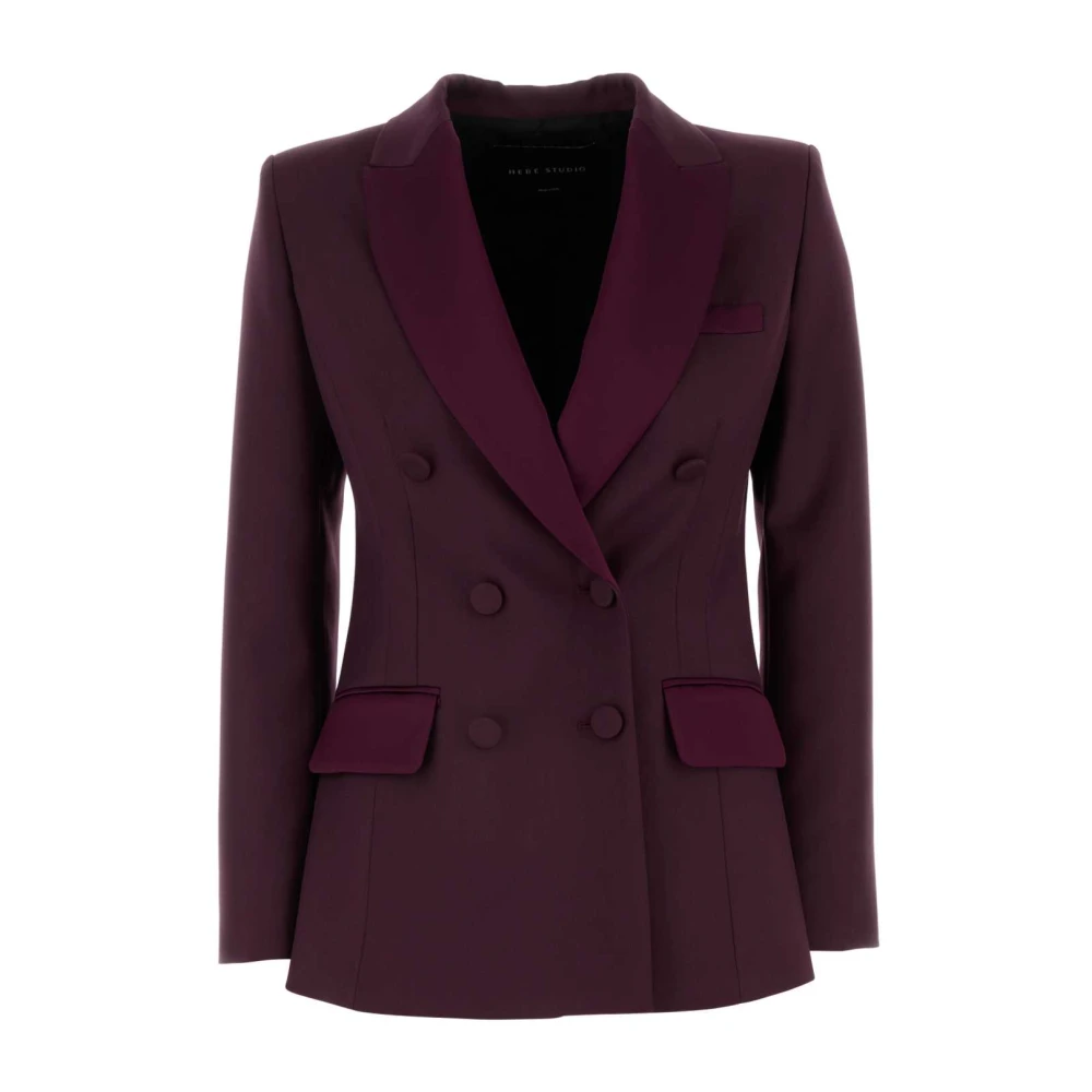 Hebe Studio Burgundy Crepe Blazer Red, Dam