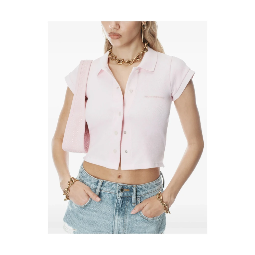 alexander wang Roze trekkoord handtas met reliëf logo Pink Dames