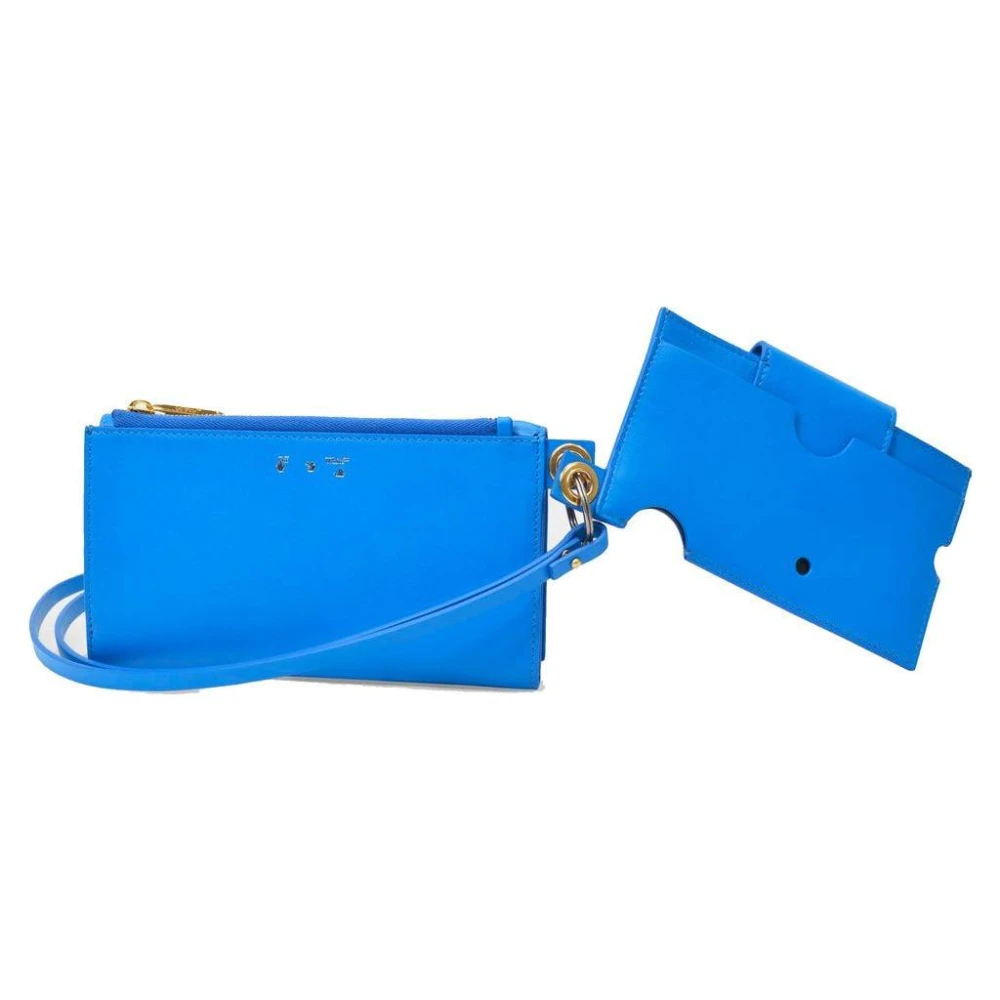 Off White Blauwe Leren Schoudertas Blue Heren