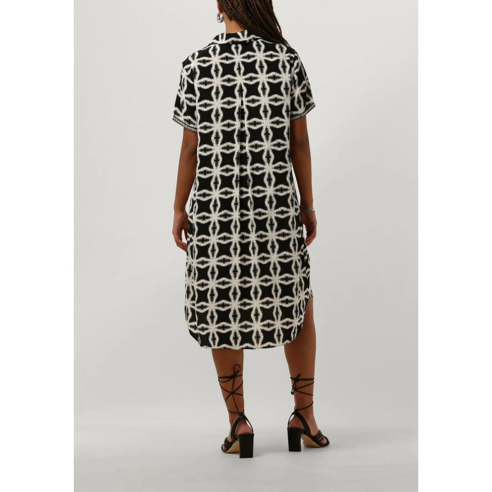 Nukus Elegante Zwarte en Witte Midi Jurk Black Dames