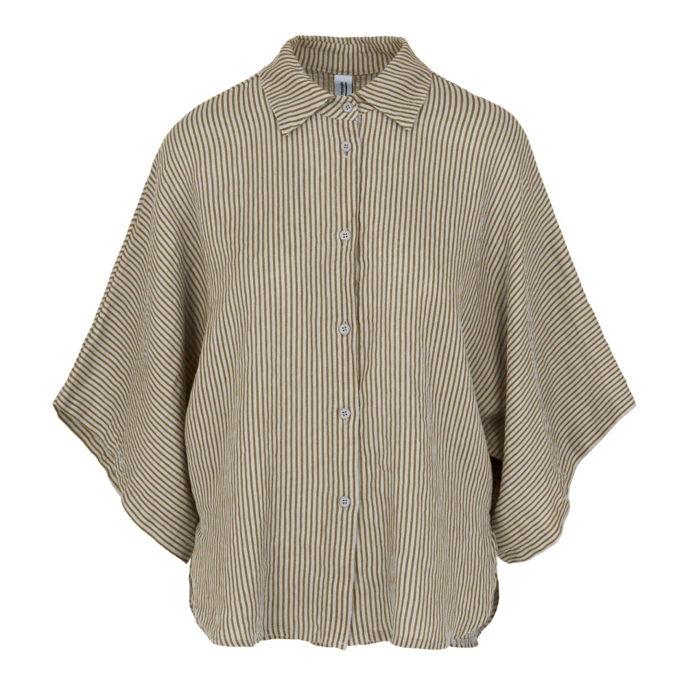 Bomboogie Donna Beige - Camicia In Lino Regular Fit - Blouses & Shirts - S