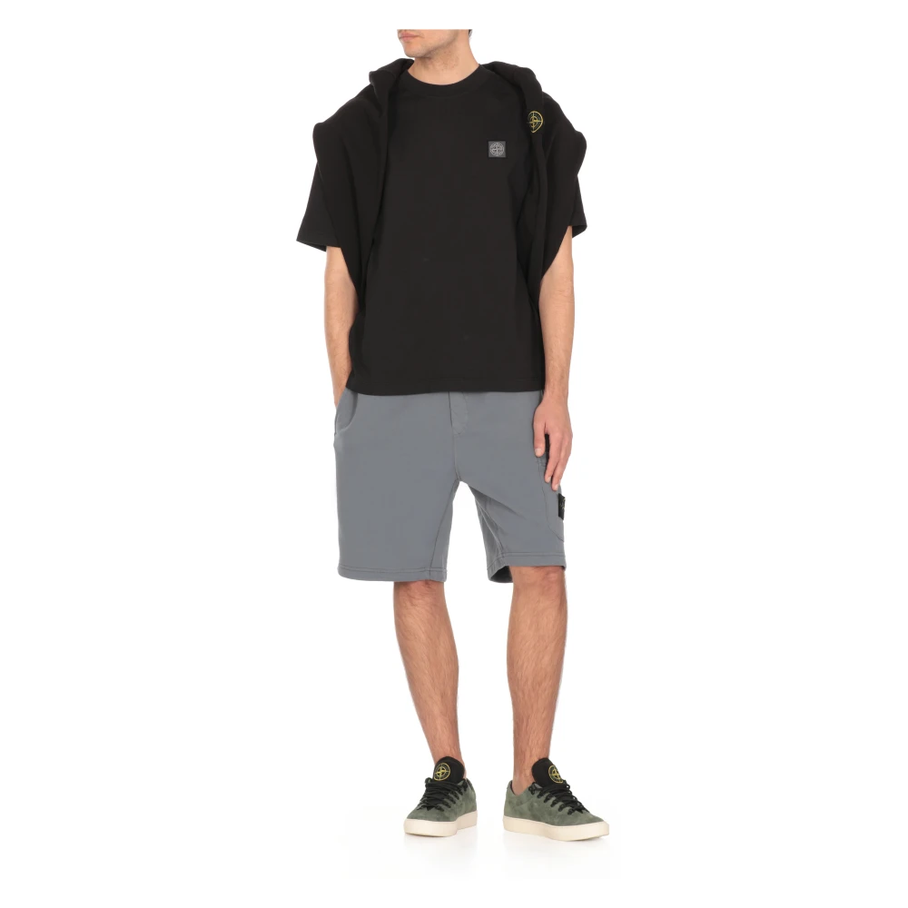 Stone Island Zwarte Katoenen T-shirt met Logopatch Black Heren