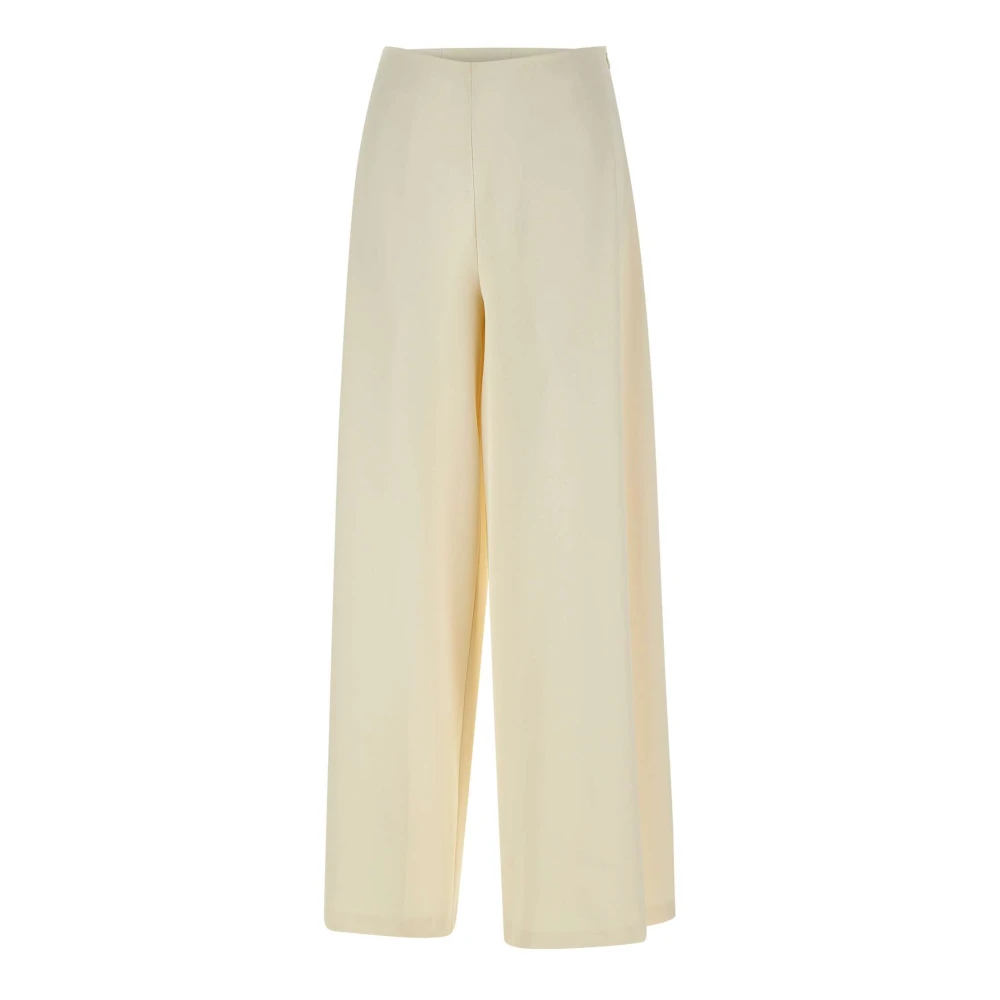 Kaos Witte Crepe Broek met Zijgleuven White Dames