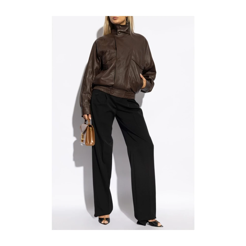 Saint Laurent Zwarte wollen broek met rechte pijpen Black Dames