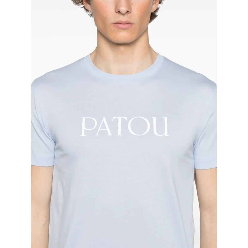 Patou Blauw Logo Print Crew Neck T-shirt Blue Dames