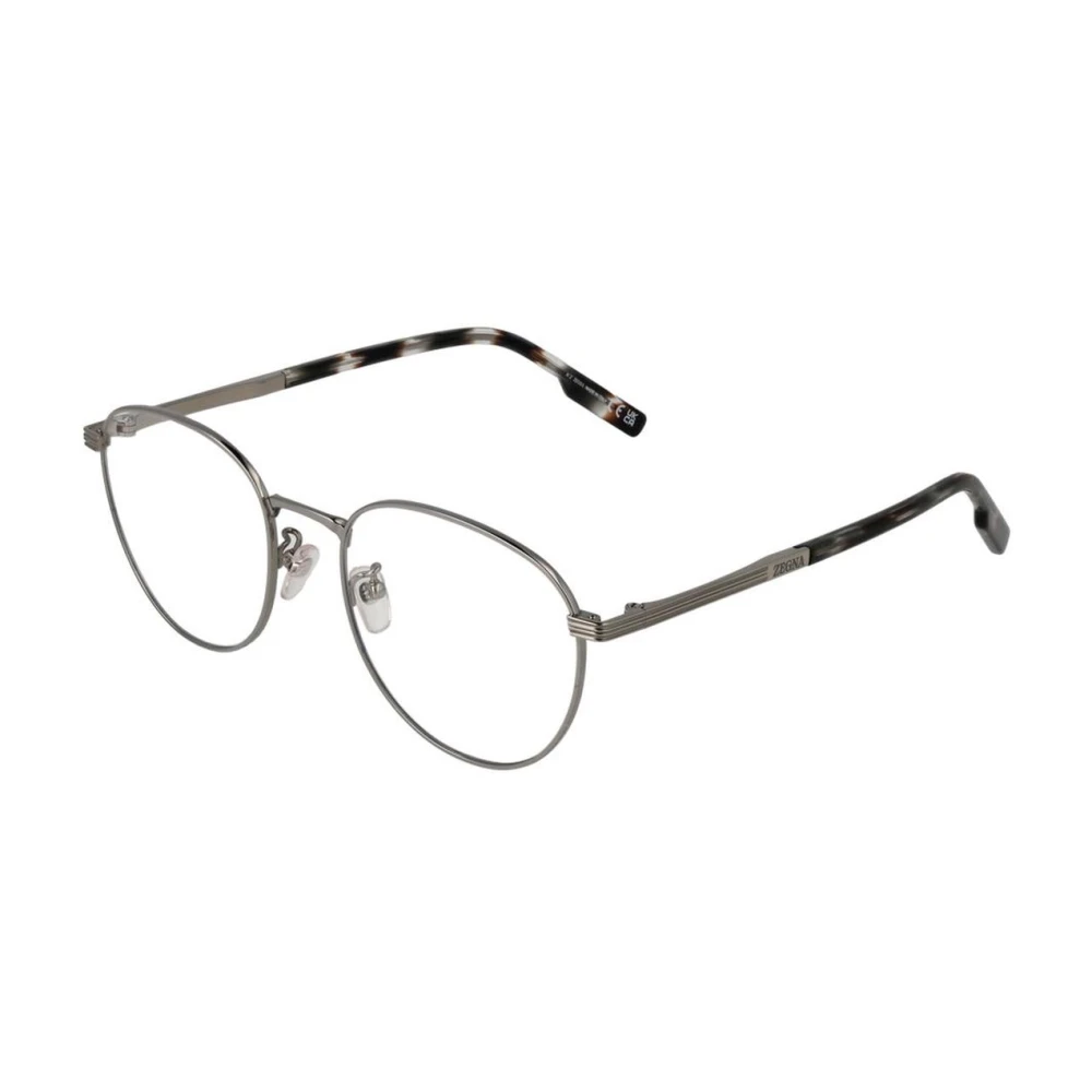 Ermenegildo Zegna Grijze Ronde Titanium Optische Monturen Gray Heren