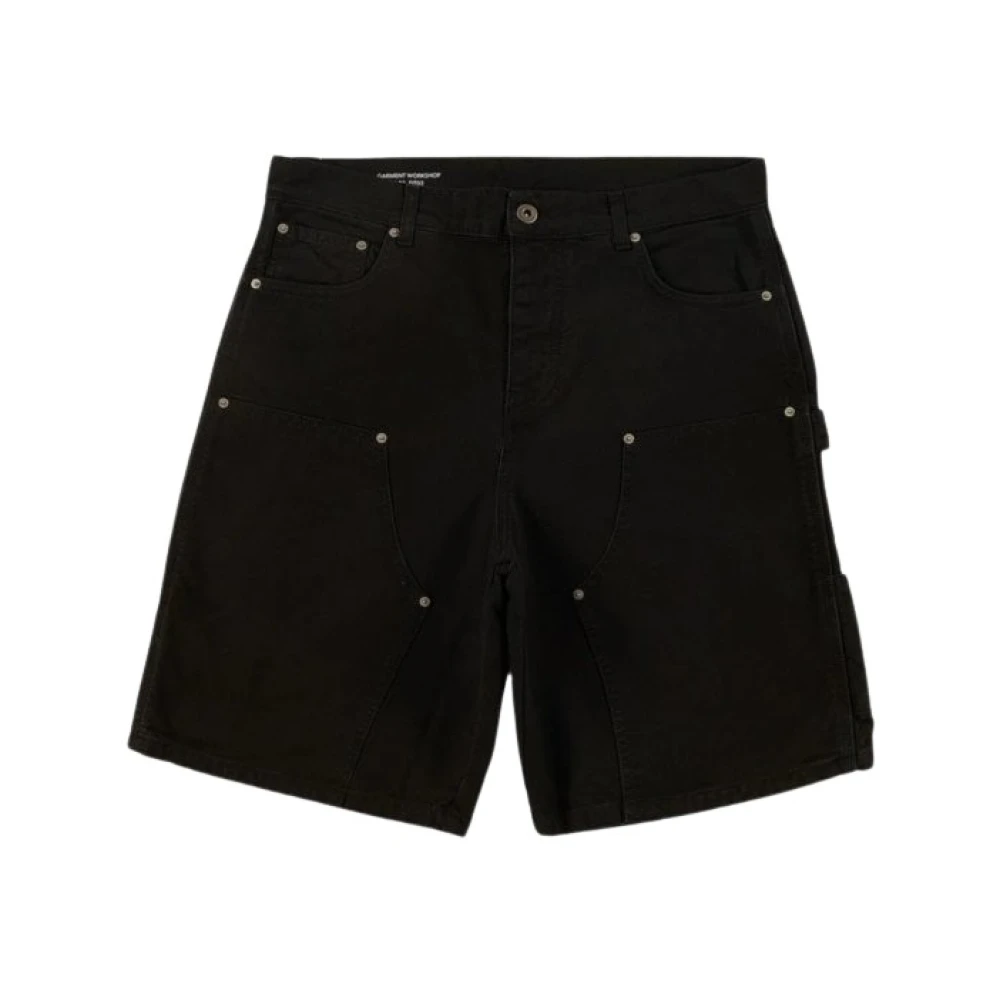 Garment Workshop Zwarte katoenen shorts met groene patch Black Heren