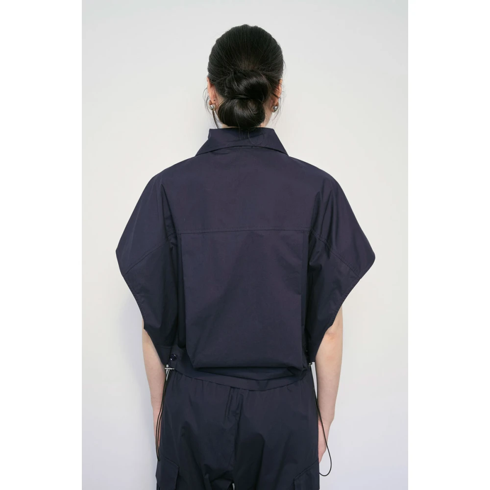 MeiMeiJ Wijde Blouse met Koordzoom Blue Dames