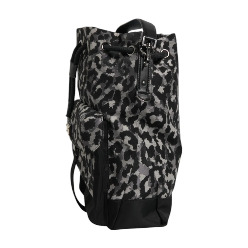 Dolce & Gabbana Leopard Jacquard Crossbody Tas Black Heren