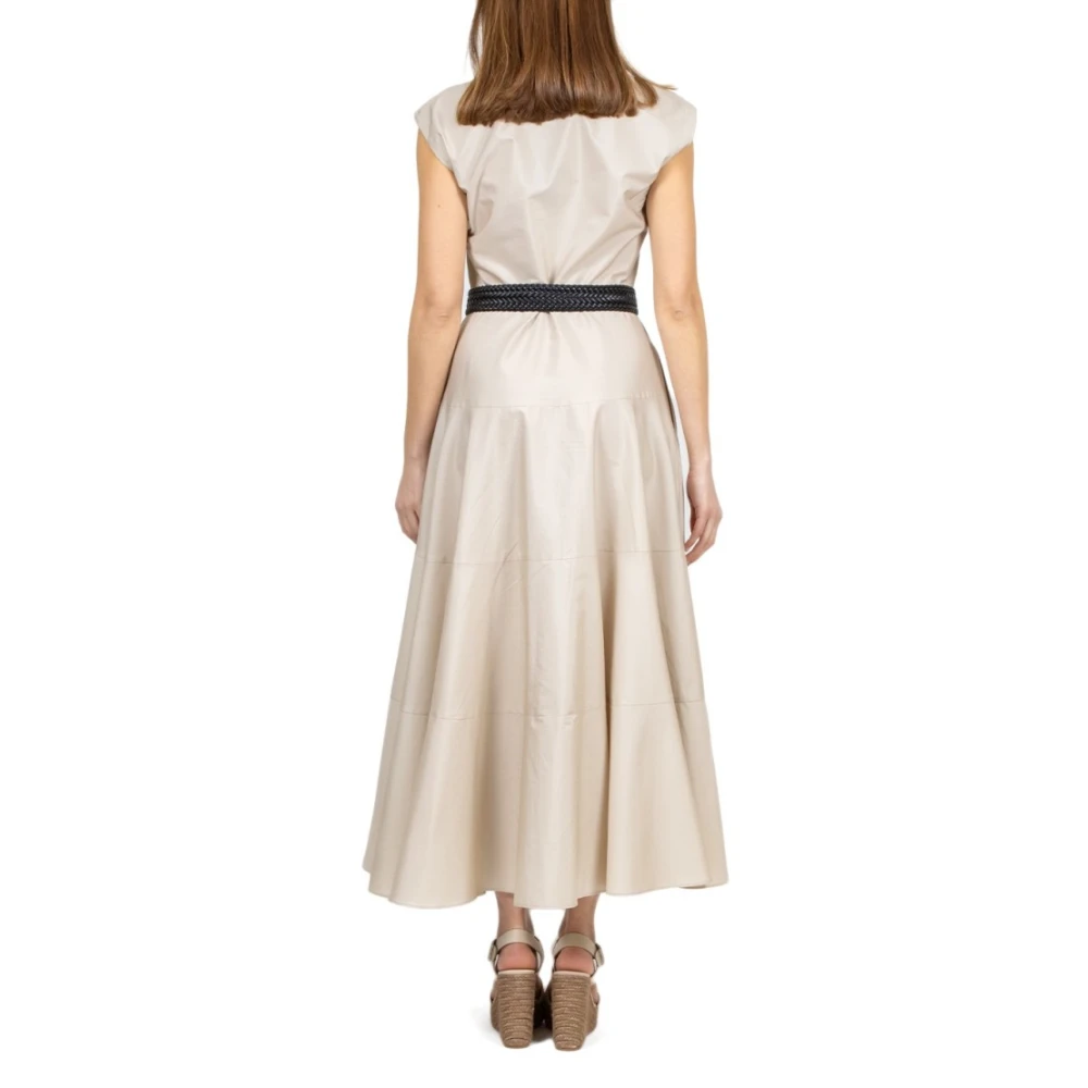 Max Mara Studio Katoenen Mouwloze Jurk met Kraag Gray Dames
