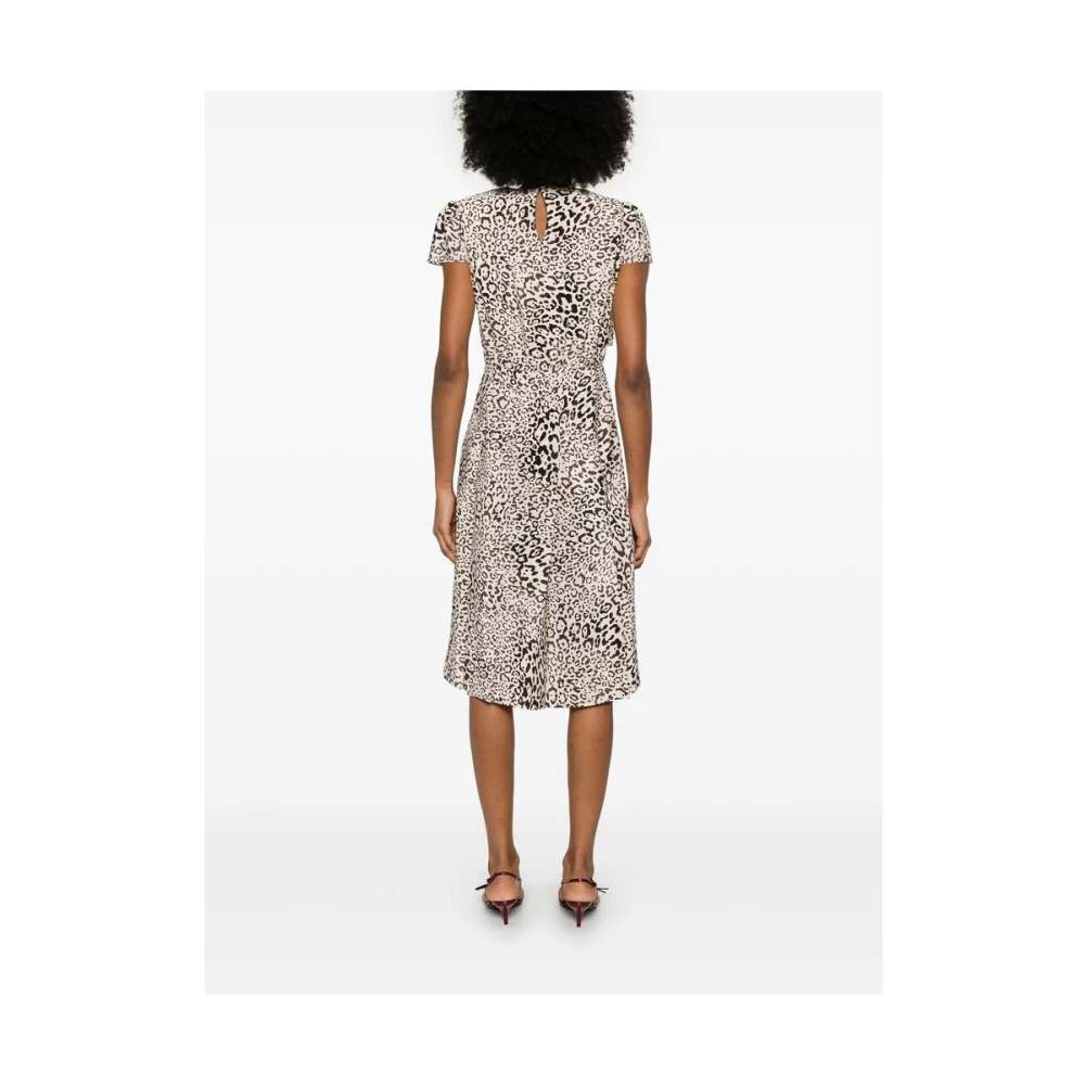 Alessandra Rich Beige Jurk met Schouderkussens en Knopen Multicolor Dames