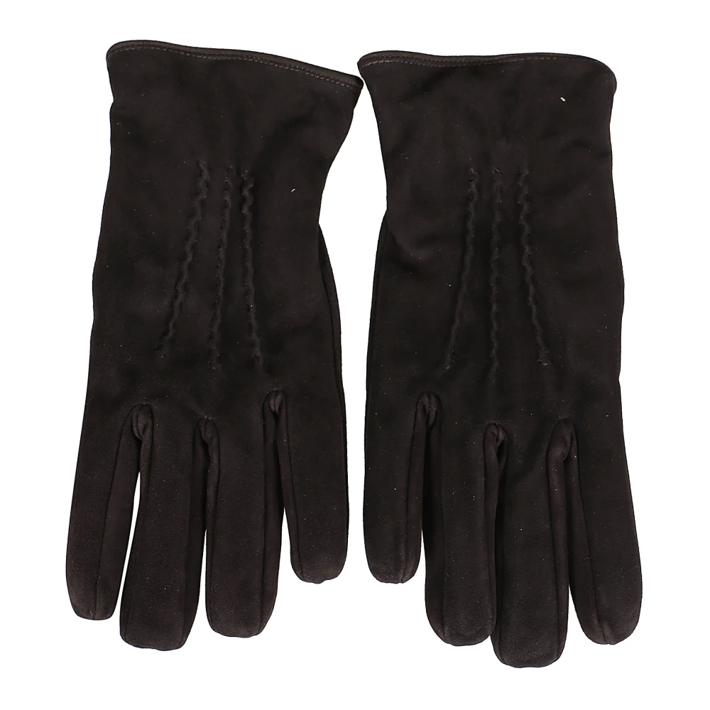 Lardini Suède Handschoenen met Cashmere Voering Black Heren