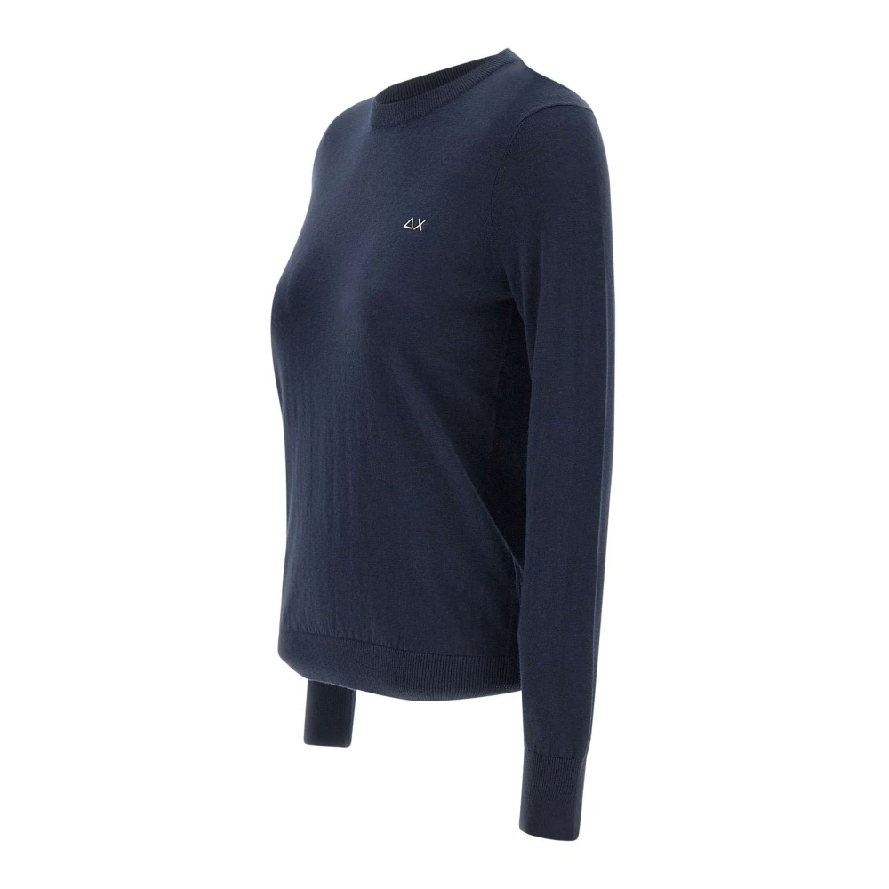 Sun68 Navy Blue Wol Katoen Trui Blue Dames