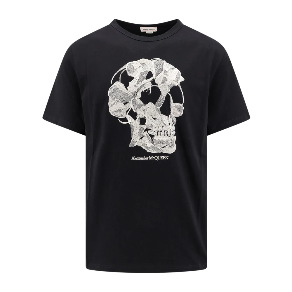 Alexander mcqueen Zwart T-shirt met schedelborduursel Black Heren