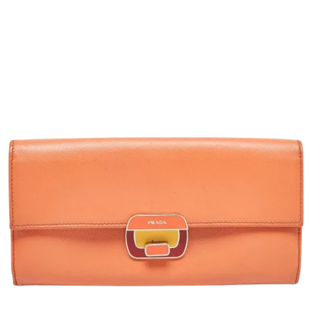 Prada Vintage Pre-owned Leather wallets Orange Dames
