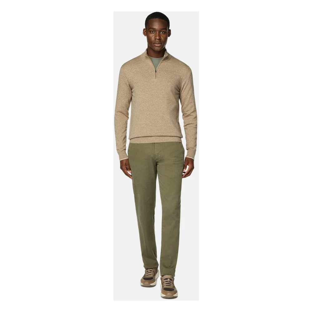 Boggi Milano Cashmere Blend Half Zip Jumper Beige Heren