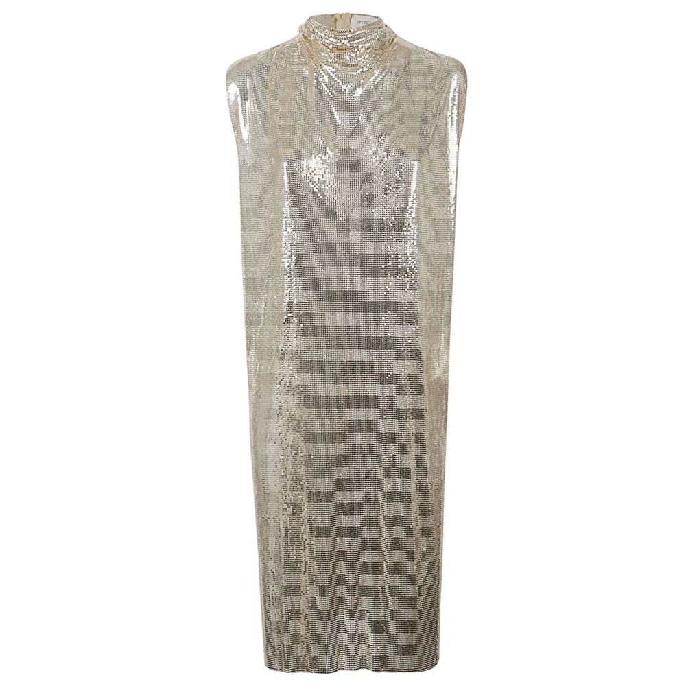 SPORTMAX Gouden Paillet Hoge Kraag Jurk Yellow Dames