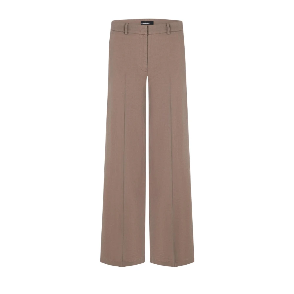 Cambio Women's Brown Wide Trousers, 3XL, Trousers
