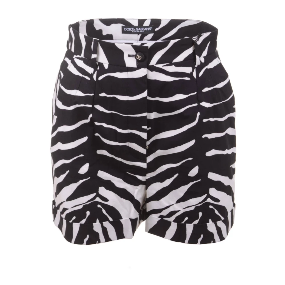 Dolce & Gabbana Black White Zebra Print Cotton High Waist Shorts - IT36|XXS - Image 2