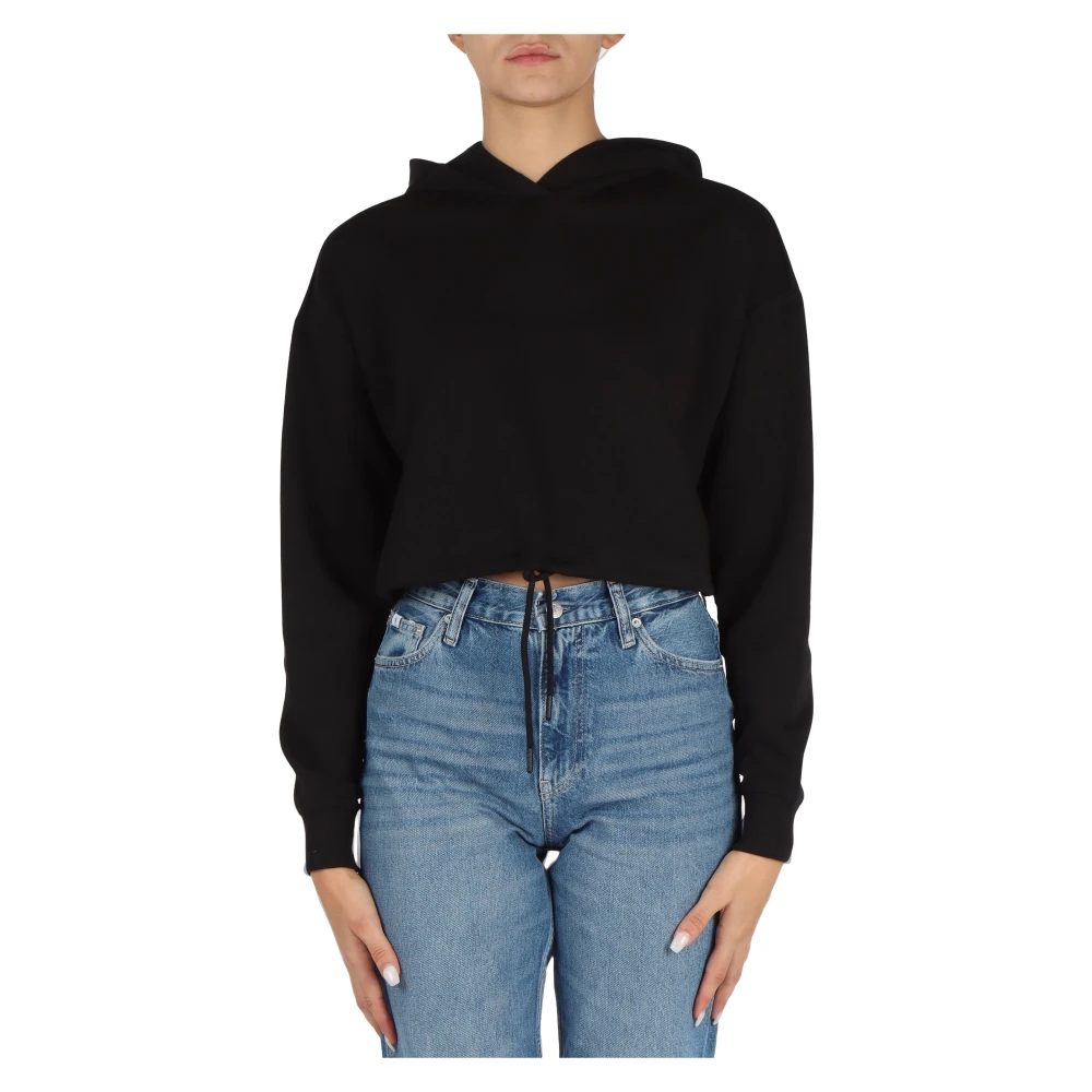 Calvin Klein Jeans Korte katoenen hoodie Black Dames