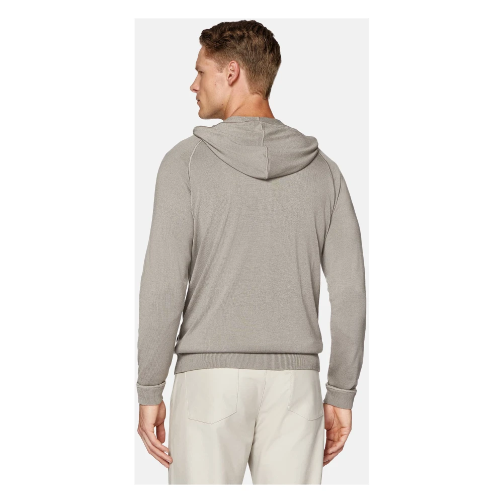 Boggi Milano Merino Wol Full Zip Hoodie Beige Heren
